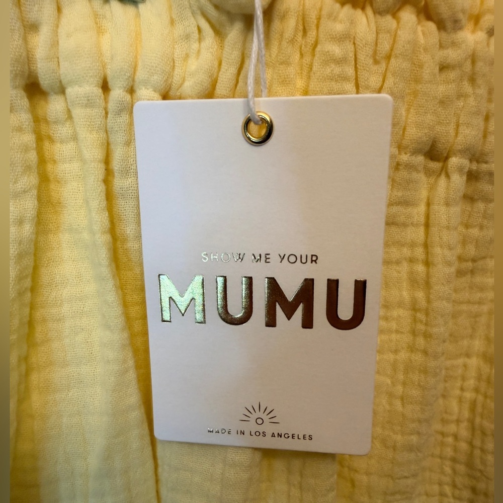 NWT Show Me Your Mumu Size Medium Around The World Maxi Dress Yellow Gauze - Picture 4 of 13